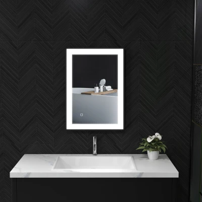 HOMCOM Specchio da Bagno con Illuminazione a LED Regolabile Nero