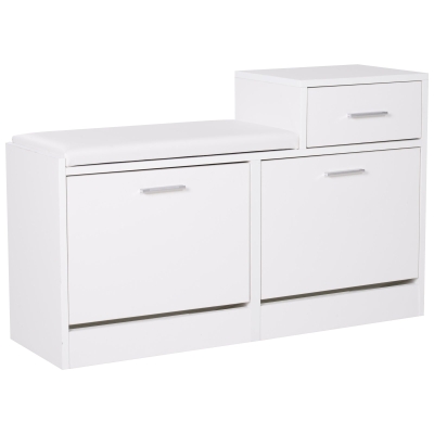 HOMCOM Panca scarpiera 94.5cm x 57cm x 30cm Bianco