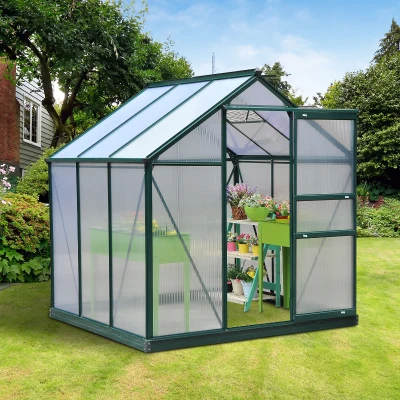 Outsunny 6x6ft Polycarbonate Greenhouse Dark Green