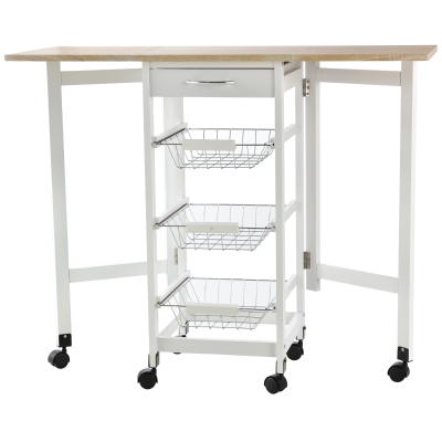HOMCOM Carrello da cucina 97.2cm x 37cm x 77.5cm Bianco