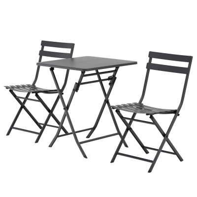 Outsunny Salon Jardin Bistro Pliable Métal Gris