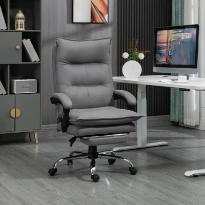 Vinsetto Silla de Masaje Reclinable con 6 Puntos de Masaje y 5 Modos con Función de Calefacción Ajustable 66x74x114-121,5 cm Gris(m-2)