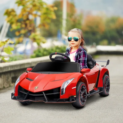 HOMCOM Lamborghini Veneno Enfant 12V Rouge Télécommande