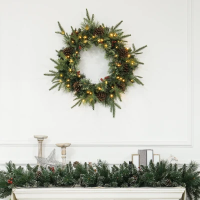 HOMCOM 60" Christmas Wreath with LED Lights