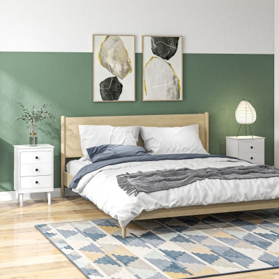 HOMCOM Set of Two Modern Bedside Tables - White