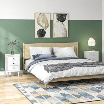 HOMCOM Set of Two Modern Bedside Tables - White