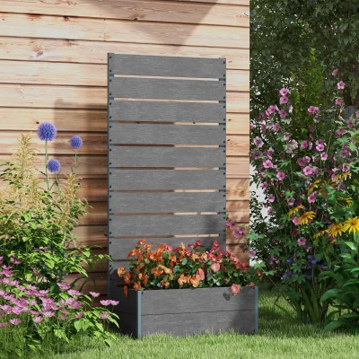 Outsunny Garden Planter Box with Trellis Grey 34x69.5cm