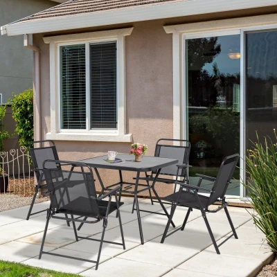 Outsunny Salon Jardin 4pers Métal Noir