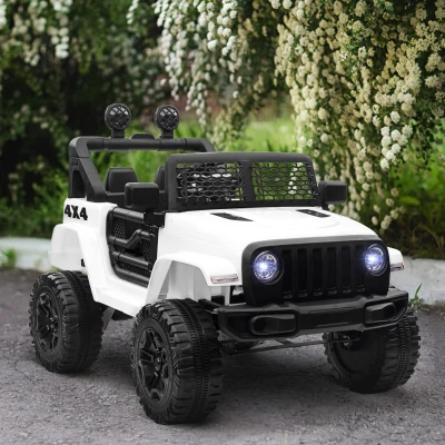 HOMCOM Macchina per Bambini 12V con Telecomando 2 Velocità Bianca