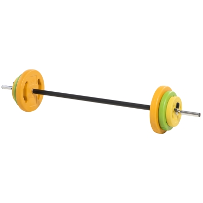 HOMCOM Ensemble Haltères et Barre 20kg Gym Musculation Coloré