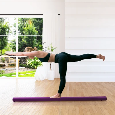 HOMCOM 2.1M Folding Balance Beam Gym Training Purple