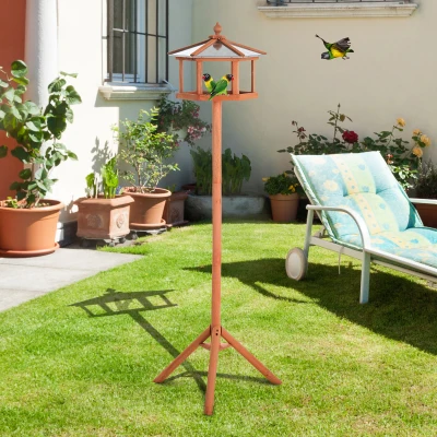PawHut Wooden Bird Table Garden Feeding Station 153cm