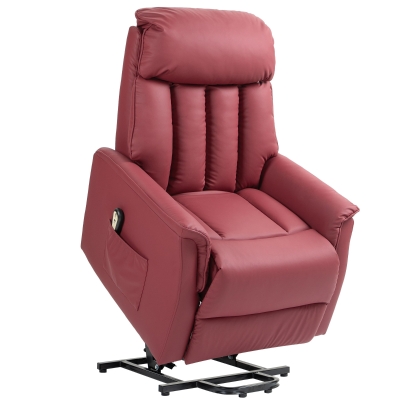 HOMCOM Poltrona Relax Reclinabile Alzapersone e Telecomando Rosso