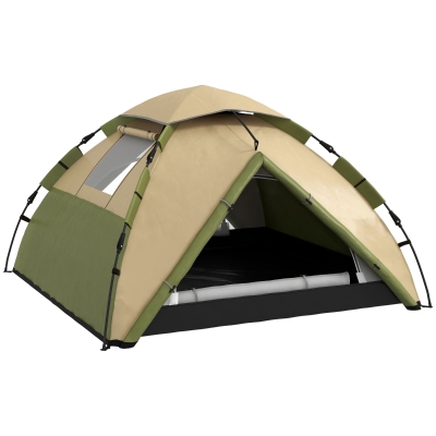 Outsunny Two-Man One Room Camping Tent, with Accessories - Dark Green