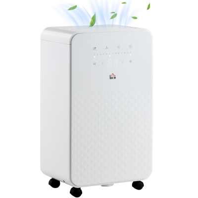 HOMCOM Portable Dehumidifier 10L/Day with Air Purifier White