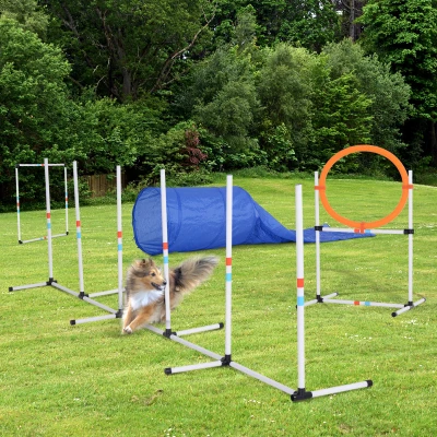 PawHut Dog Agility Training Set with Carry Bag Adjustable