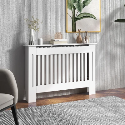 HOMCOM Radiator Cover MDF White 112x19x81cm