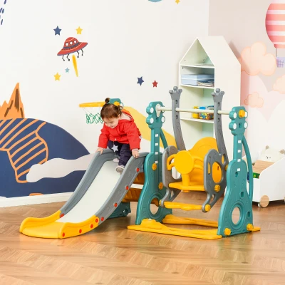 HOMCOM Scivolo per bambini 152cm x 149cm x 107cm Blu, Grigio, Giallo