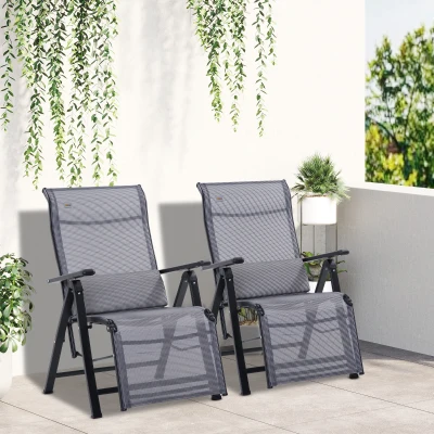 Outsunny Sedie a sdraio 65cm x 70cm x 111cm Grigio