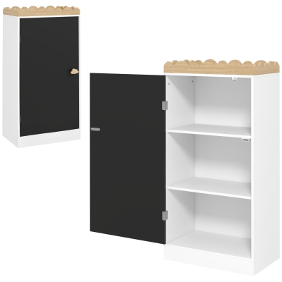 AIYAPLAY Meuble Rangement Enfant 3 Casiers Blanc avec Tableau Noir