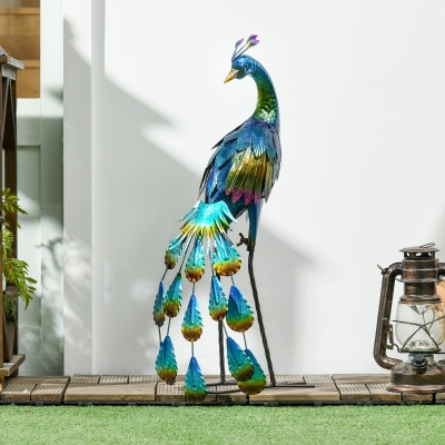 Outsunny Steel Peacock Garden Statue Decoration