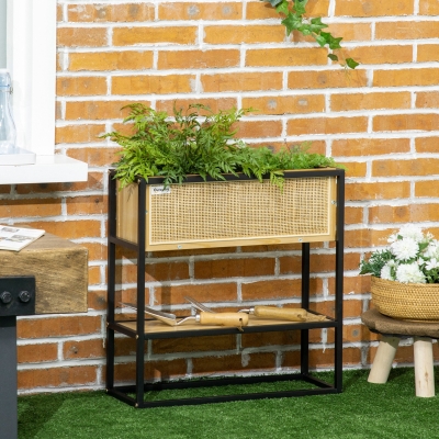 Outsunny Jardinière Pieds Métal/Bois Extérieur 55cm