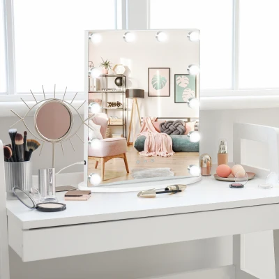 HOMCOM Specchio da trucco 41.5cm x 13.5cm x 51cm Bianco