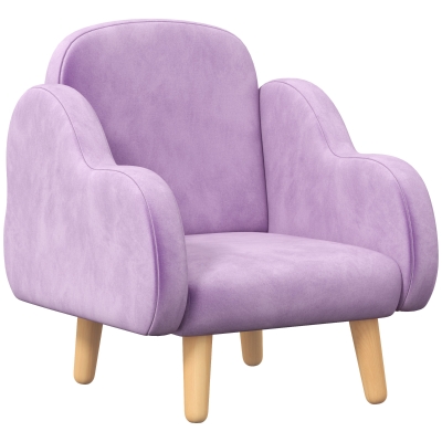 ZONEKIZ Kids Velvet Armchair Wooden Frame Cloud Shape Purple