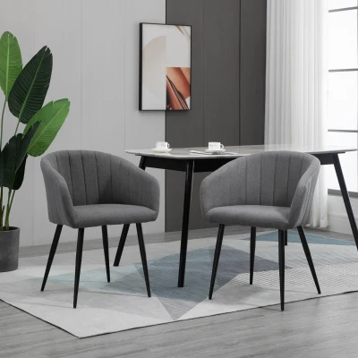 HOMCOM Set sedie da pranzo 62cm x 56cm x 76cm Grigio Scuro