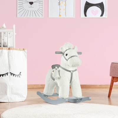 HOMCOM Cavallo a Dondolo 65cm x 26cm x 55cm Bianco