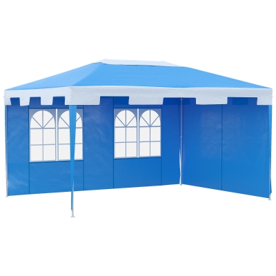 Outsunny Garden Gazebo 3x4m with Sidewalls Blue