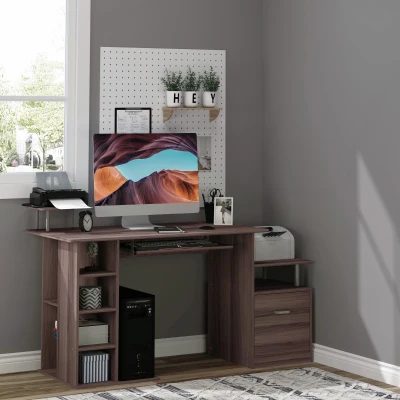 HOMCOM Scrivania prta PC 152cm x 60cm x 88cm Marrone