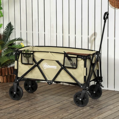 Outsunny Carrello da Giardino Pieghevole da 78L color Kaki