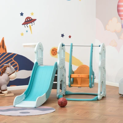 HOMCOM Scivolo per bambini con altalena 149 x 186 x 98cm Blu, Arancione