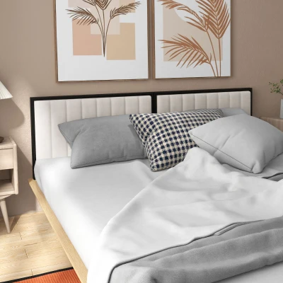 HOMCOM Testiera Letto Matrimoniale Imbottita in Velluto Crema