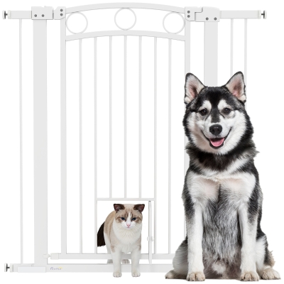 PawHut Cancellino per Cani Regolabile da 76-104x106cm Bianco