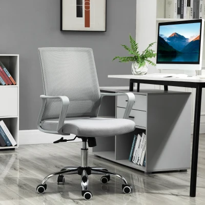 Vinsetto Ergonomic Desk Chair Grey with Adjustable Armrest