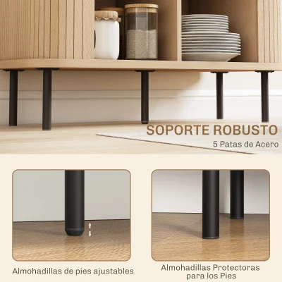 HOMCOM Aparador Vintage Mueble Buffet con 2 Puertas Correderas de Tambor Tipo Persiana 90x40x75 cm Roble y Negro(m-7)