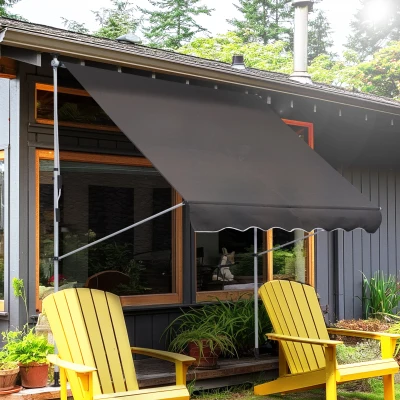 Outsunny Adjustable Awning Grey 2x1.5m Retractable Shade