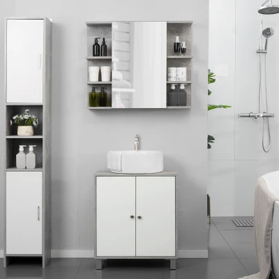 Kleankin Under Sink Cabinet White & Grey Storage Unit