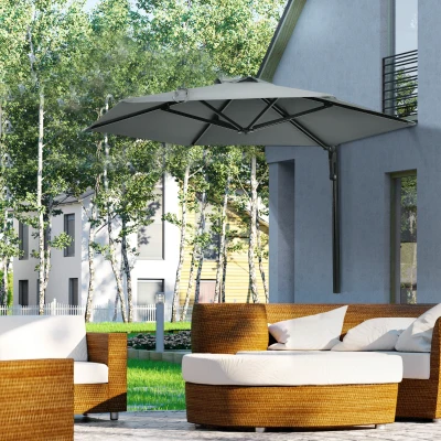 Outsunny Wall Mounted Parasol 250cm Grey 180° Rotatable