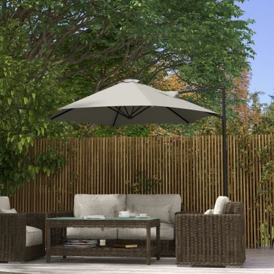 Patio Offset Umbrella Φ256 x 245H cm Light Grey