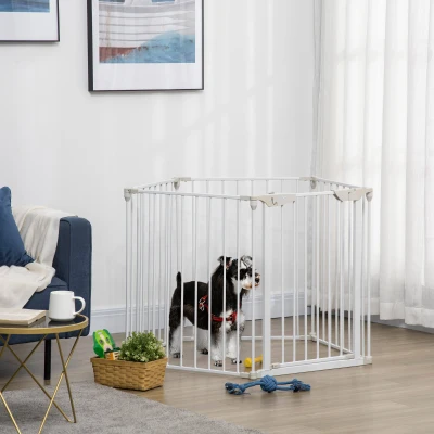 PawHut Metal Pet Playpen 5 Panels with Door - White