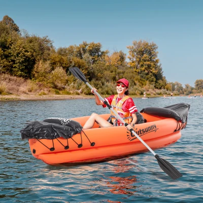 Outsunny Kayak Gonflable 1 Pers Aluminium Orange