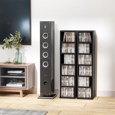 HOMCOM CD Media Shelf Unit Set of 2 Black