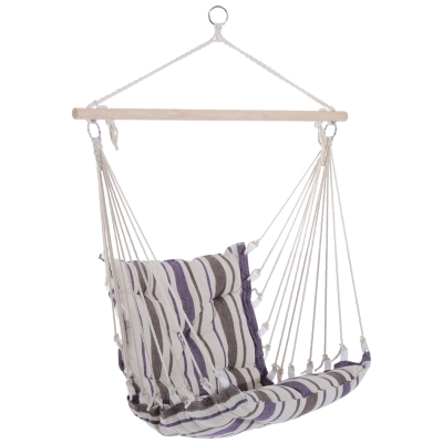 Outsunny Hanging Rope Chair with Padded Seat Brown