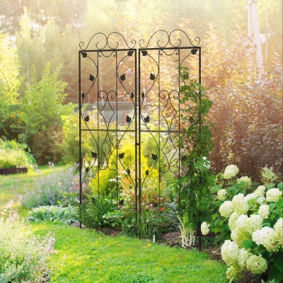Outsunny Metal Garden Trellis Set of 2 Leaf Design