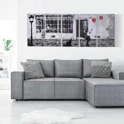 HOMCOM Stampa su tela 200cm x 80cm x 2.8cm Nero, bianco e rosso