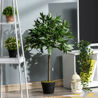 Outsunny Set of 2 90cm Topiary Trees Green Decor