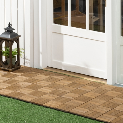 Outsunny Wooden Decking Tiles 30x30cm Brown 27 Pcs